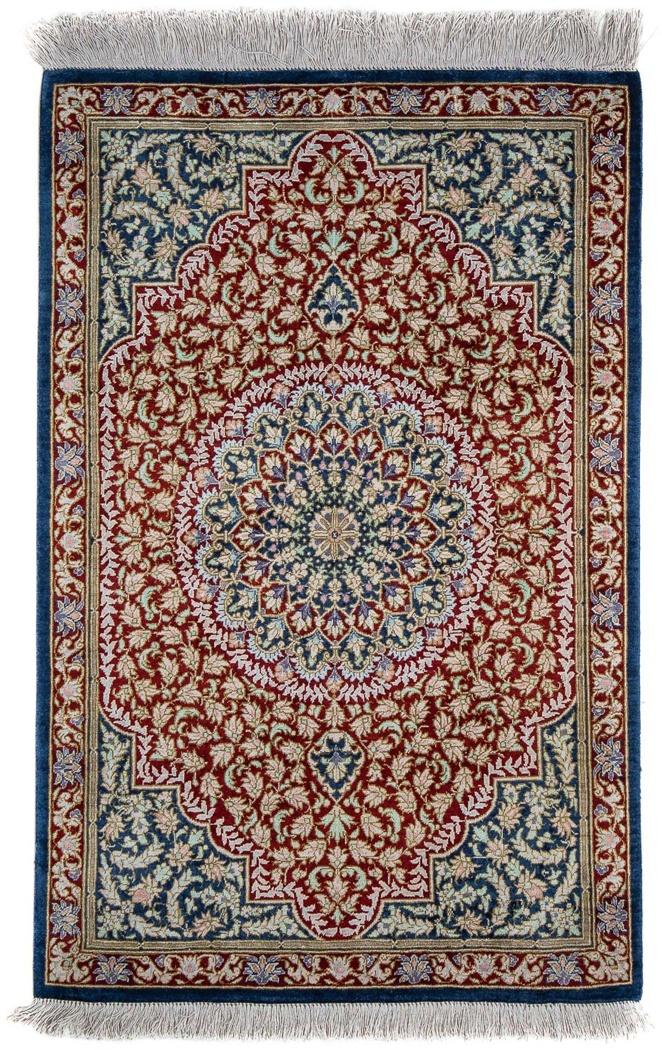 Orientteppich Perser rechteckig, mit - x mm, - Einzelstück dunkelblau, Ghom cm Zertifikat 10 - 53 morgenland, Höhe: Handgeknüpft, Wohnzimmer, 83