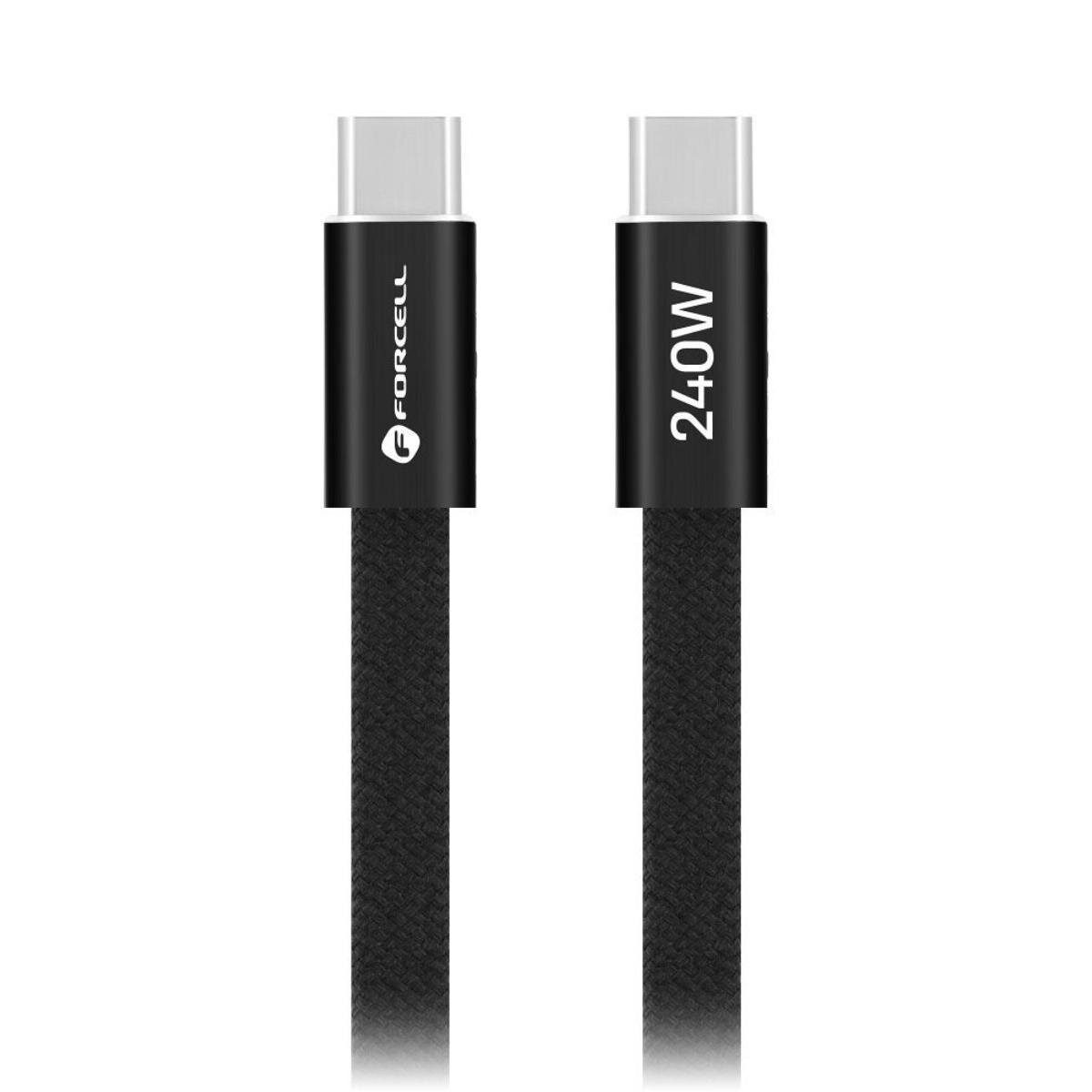 Forcell CCFN23 USB-Kabel, USB-C, USB Typ C (120 cm), Flacher USB-C-Stecker mit niedrigem Profil und flaches Kabeldesign