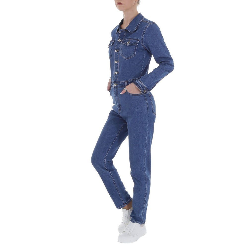Ital-Design Jumpsuit Damen Freizeit Stretch Langer Jumpsuit in Blau günstig online kaufen