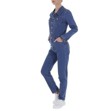 Ital-Design Jumpsuit Damen Freizeit Stretch Langer Jumpsuit in Blau