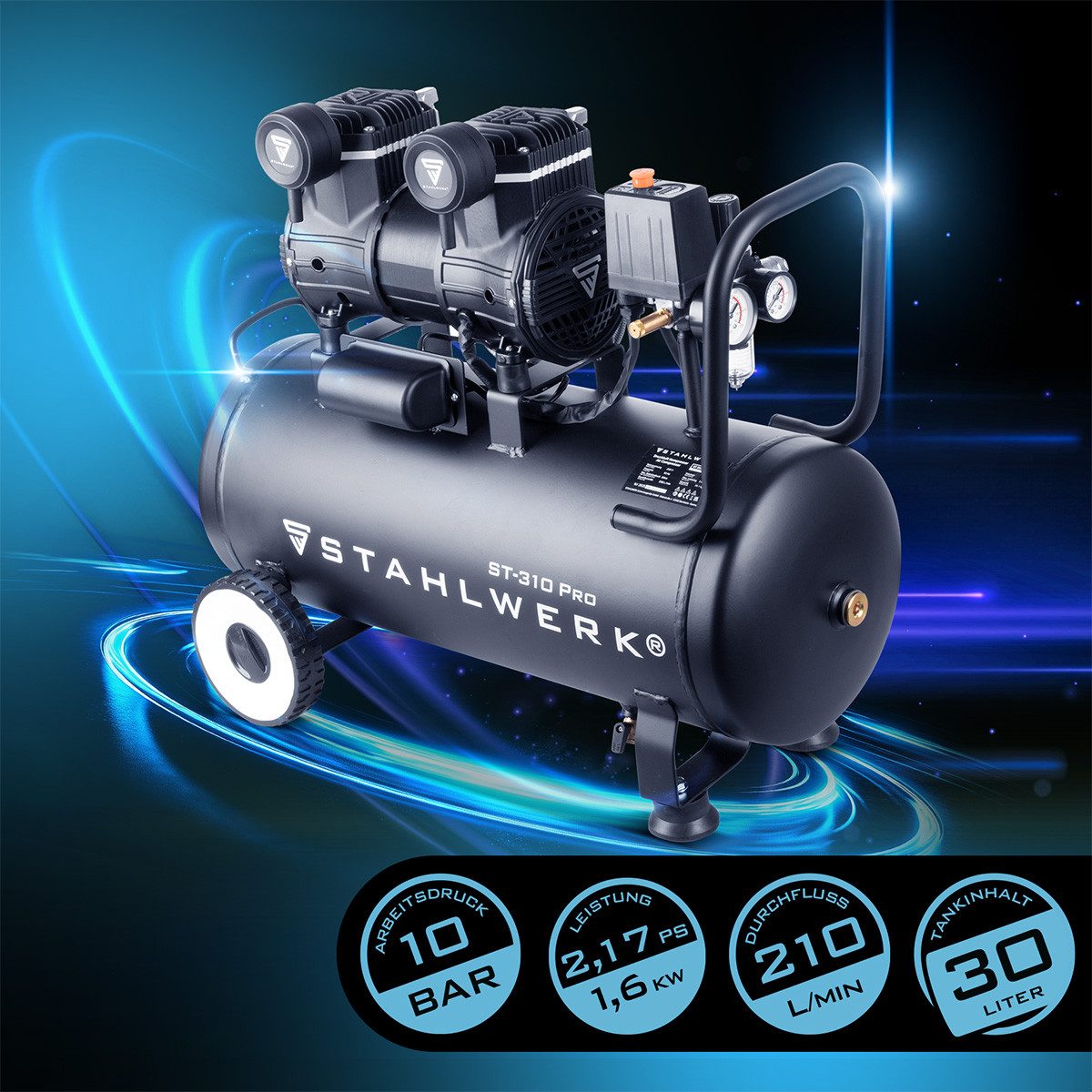 STAHLWERK Kompressor Kompressor ST-310 Pro mit 10 bar, 2,1 PS, 1,6 kW, 1600 günstig online kaufen