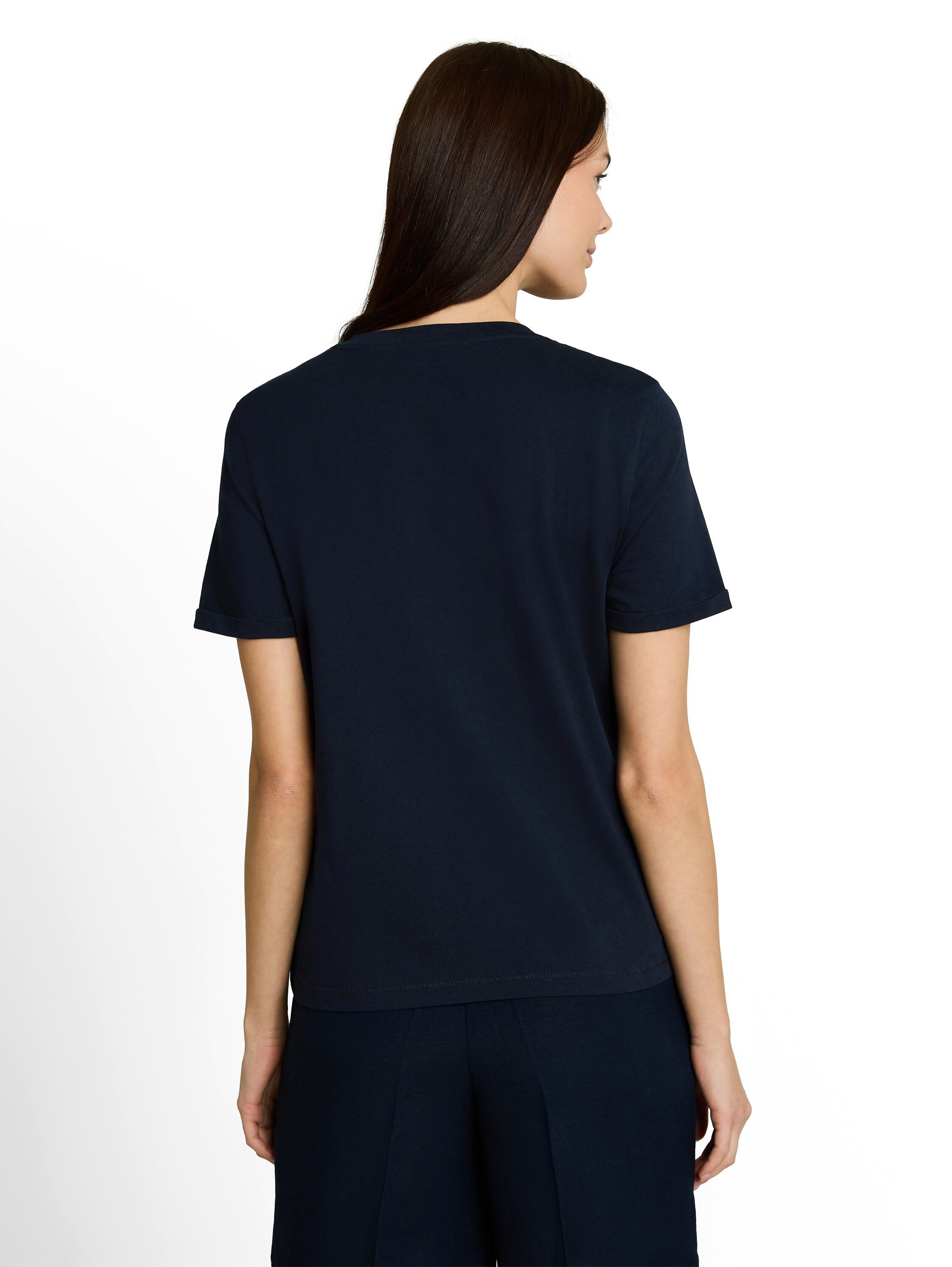 TOM TAILOR Kurzarmshirt Sommershirt mit kleinem Statement-Print