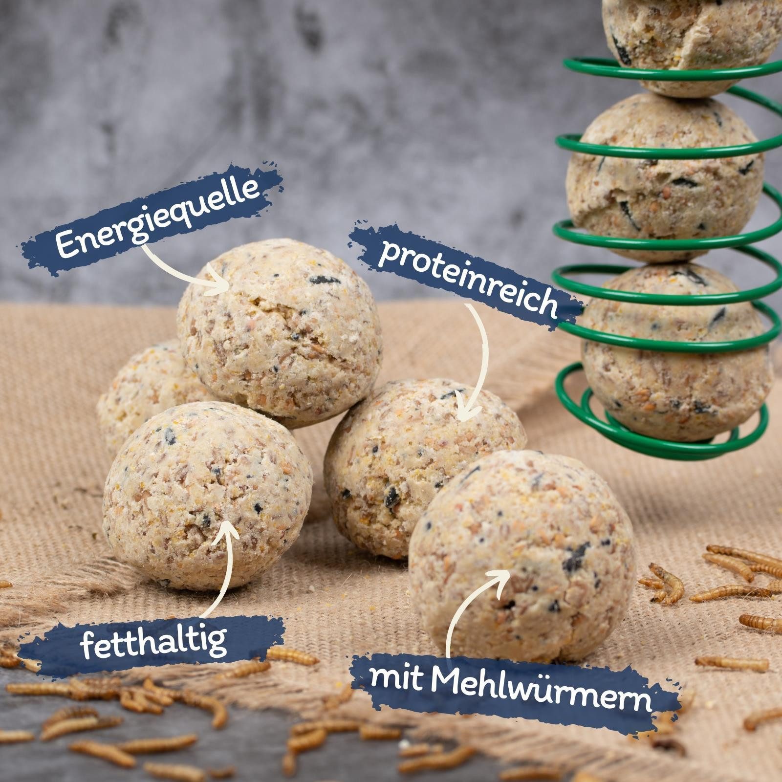Lyra Pet 200 Stk. Lyra Pet® Meisenknödel Protein Boost Mehlwürmer ohne Netz, für: Wildvogel