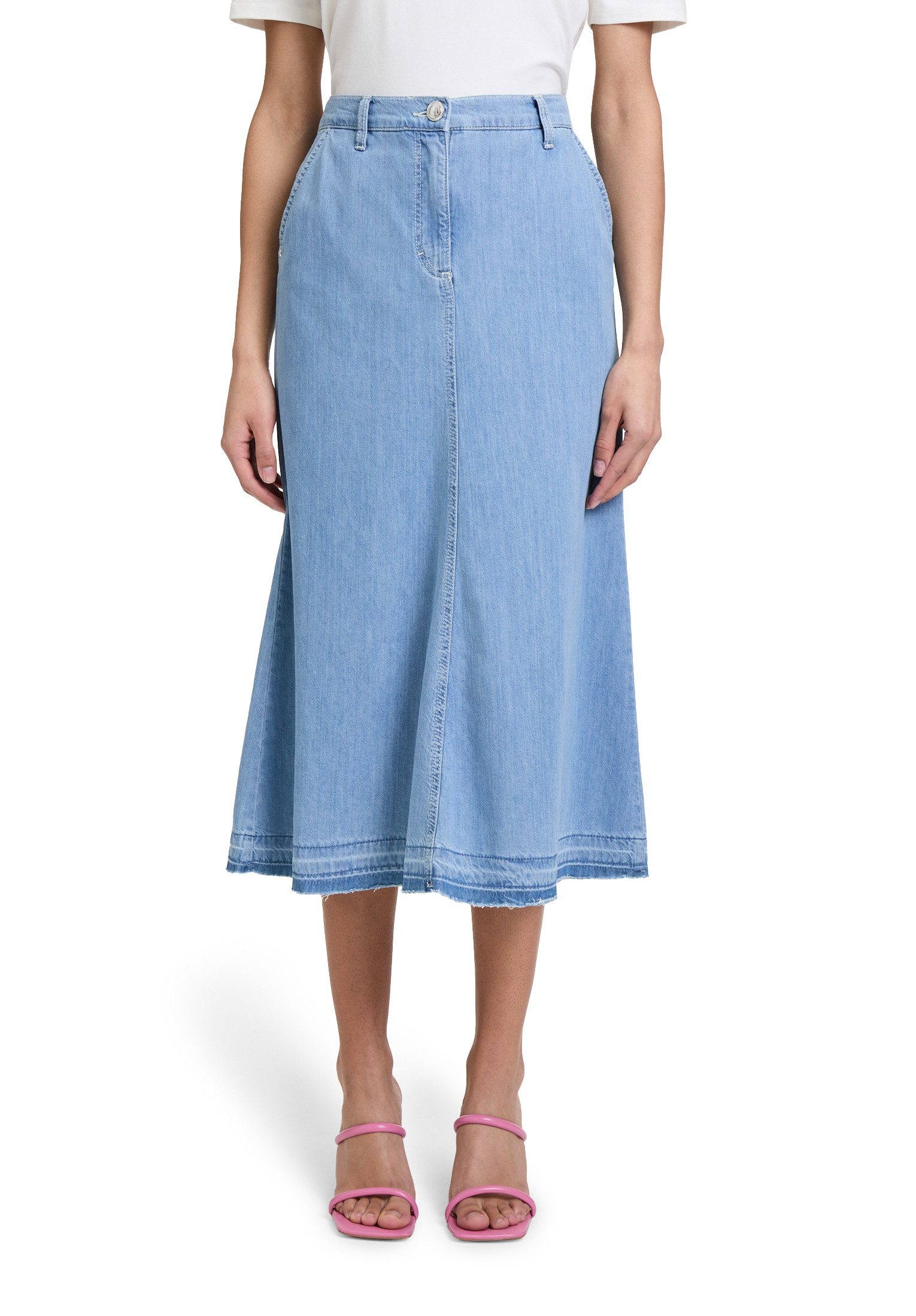 Betty Barclay Midirock "Betty Barclay Jeansrock mit offenem Saum", Form günstig online kaufen