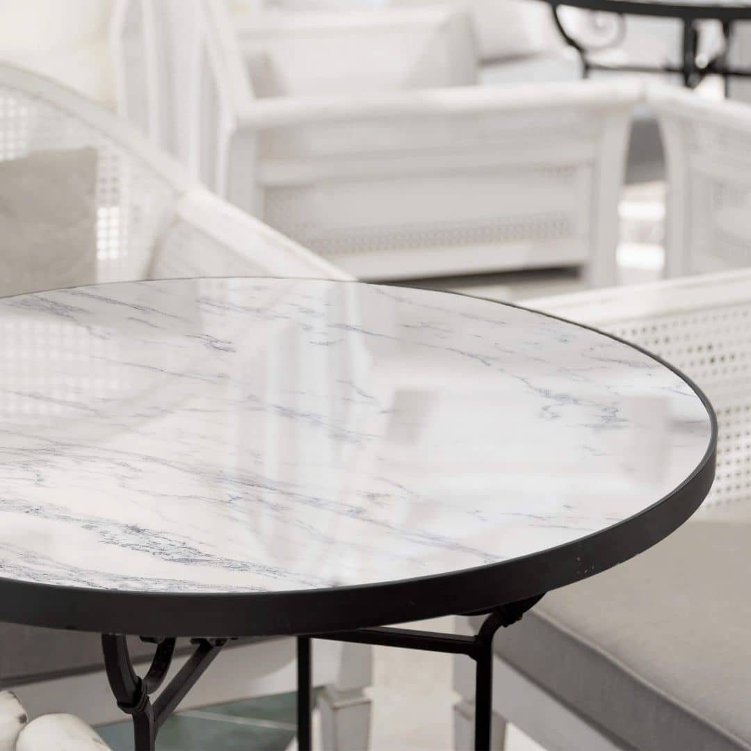 K&L Wall Art Arbeitsplatte Glas Tischplatte Naturstein Weiß Glastisch  Marmor Stein Marmoroptik