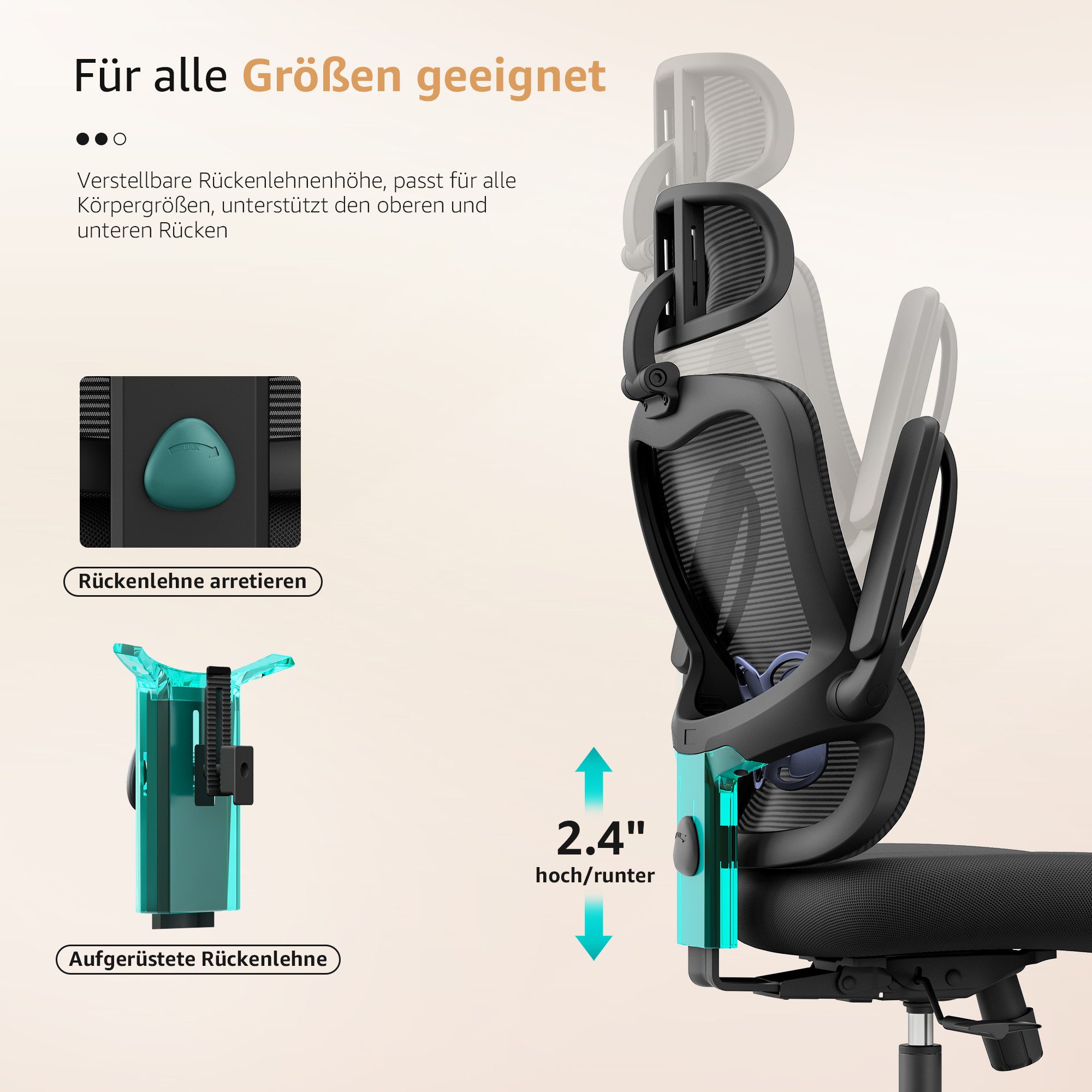 LANDOMIA Drehstuhl Arbeitsstühle Ergonomischer Büro-Schreibtischstuhl Chefsessel