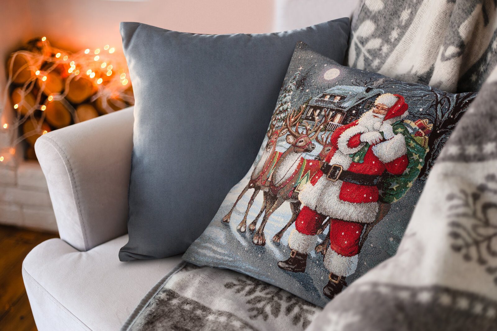 Eurofirany Kissenbezug Winter Weihnachten 45x45 Kissenbezüge Gobelin Kissen günstig online kaufen