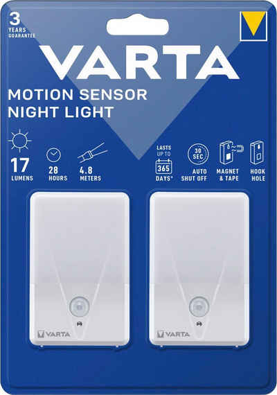 VARTA Nachtlicht VARTA Motion Sensor Nachtlicht Set (2 Stck), LED fest integriert, Warmweiß