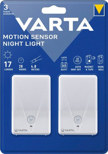 VARTA Nachtlicht »VARTA Motion Sensor Nachtlicht Set (2 Stck) ist batteriebetrieben mit Bewegungsfunktion, LED Lichtleistung bis zu 17 Lumen«