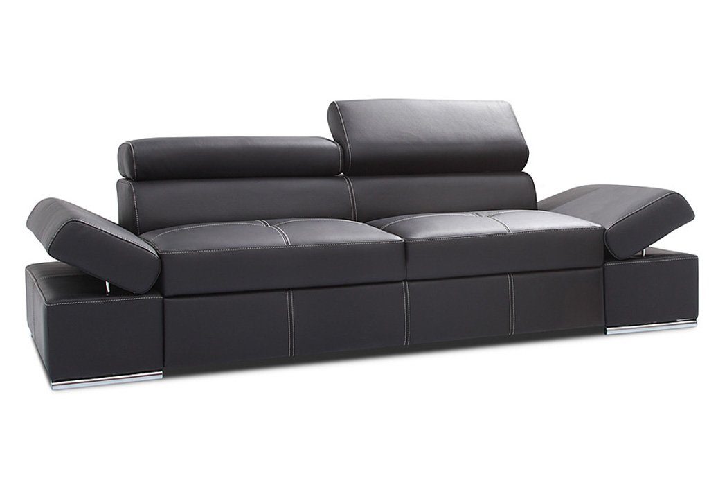 JVmoebel Sofa Sofagarnitur Couch Polster Sofa Komplett Set Design Leder, Made in Europe Schwarz