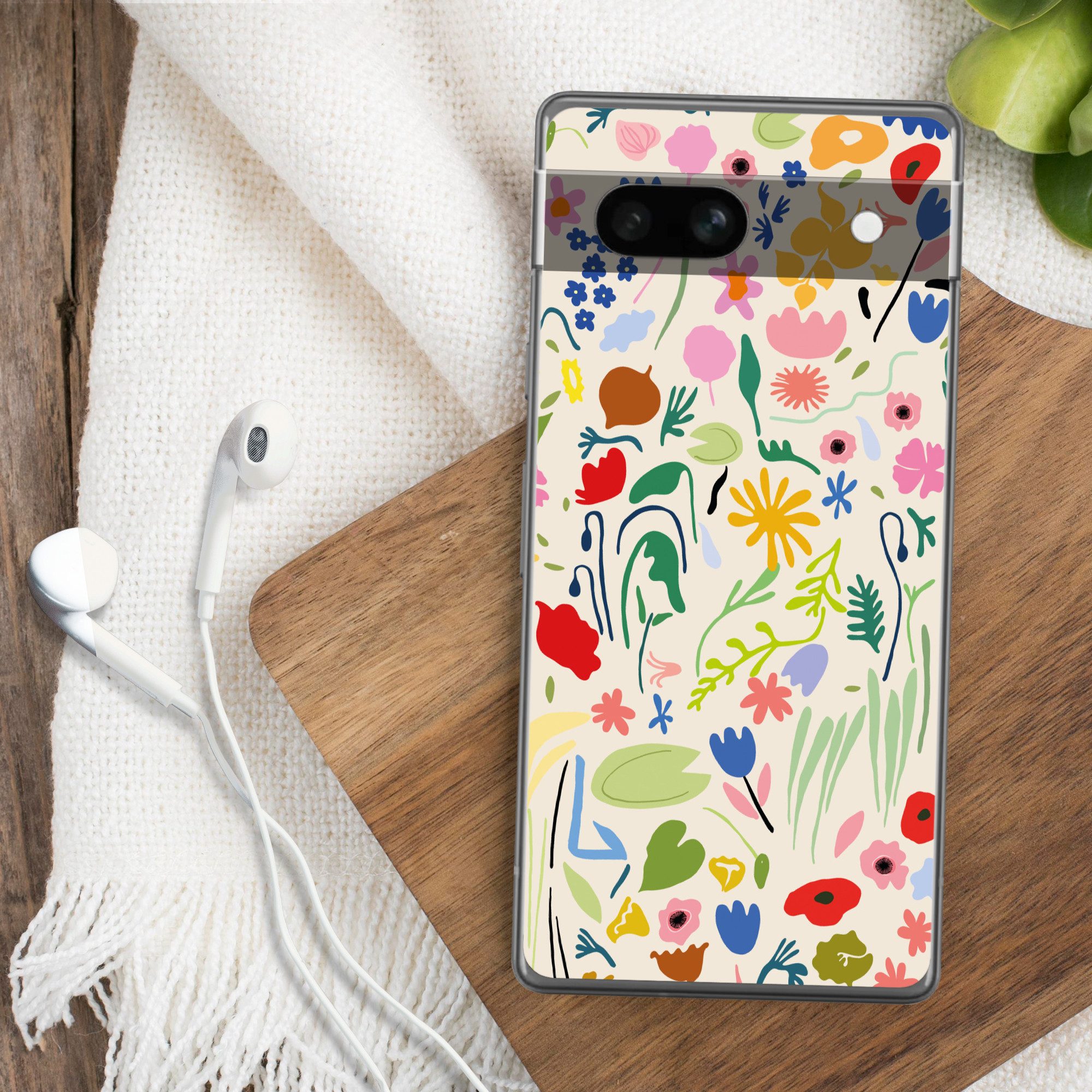 MuchoWow Handyhülle für Google Pixel 7a Blumen - Muster - Pflanzen, Handy Case, Silikon, Bumper Case Dünn