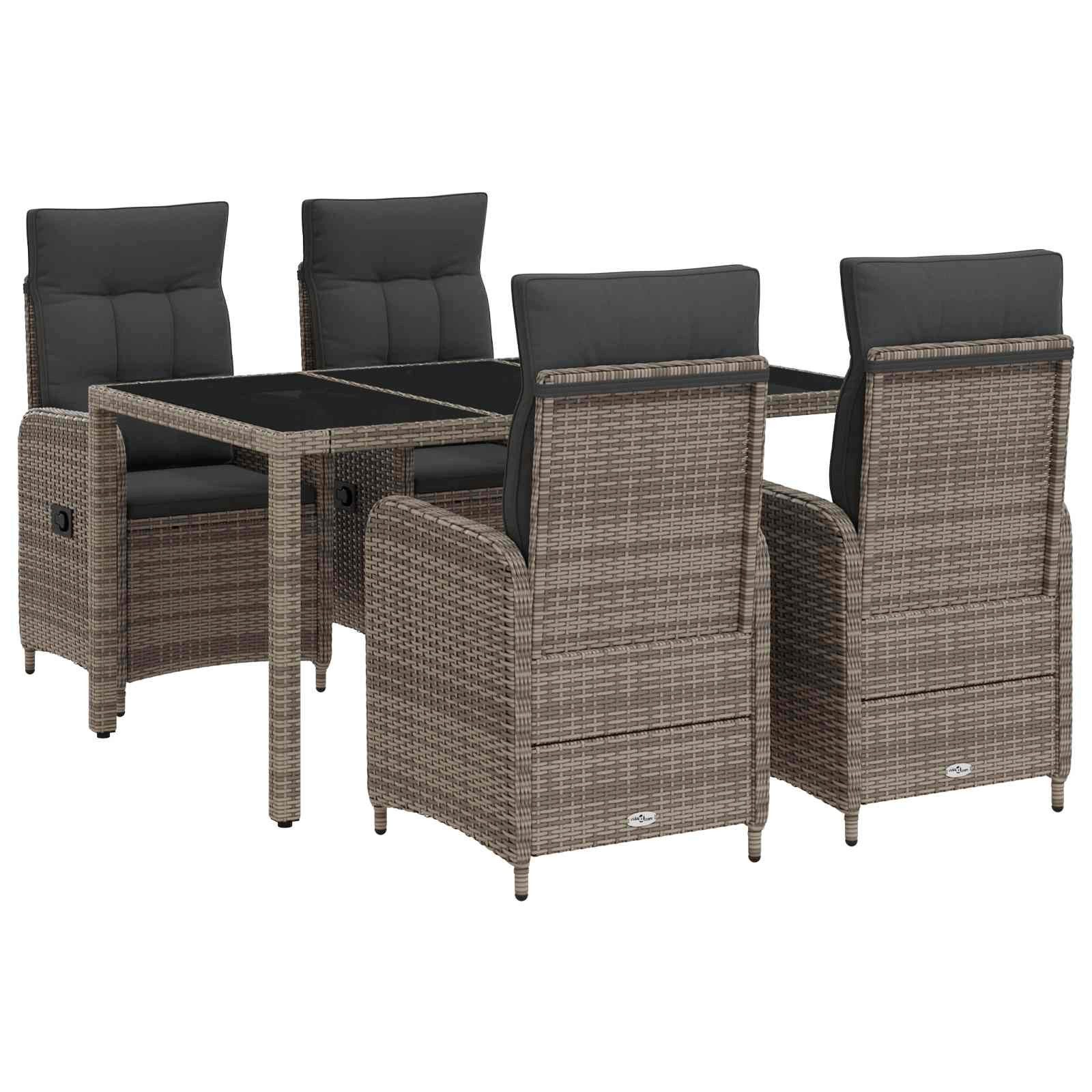 Garten-Essgruppe Outdoortisch-Set 5 stk. Hellgrau und Dunkelgrau Poly-Rattan