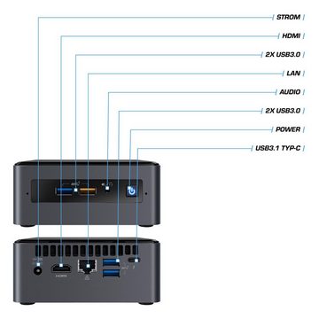 Kiebel Intel NUC i3 Mini-PC (Intel Core i3 Intel Core i3-8109U, Iris Plus Graphics 655, 8 GB RAM, 1000 GB HDD, 240 GB SSD, WLAN)