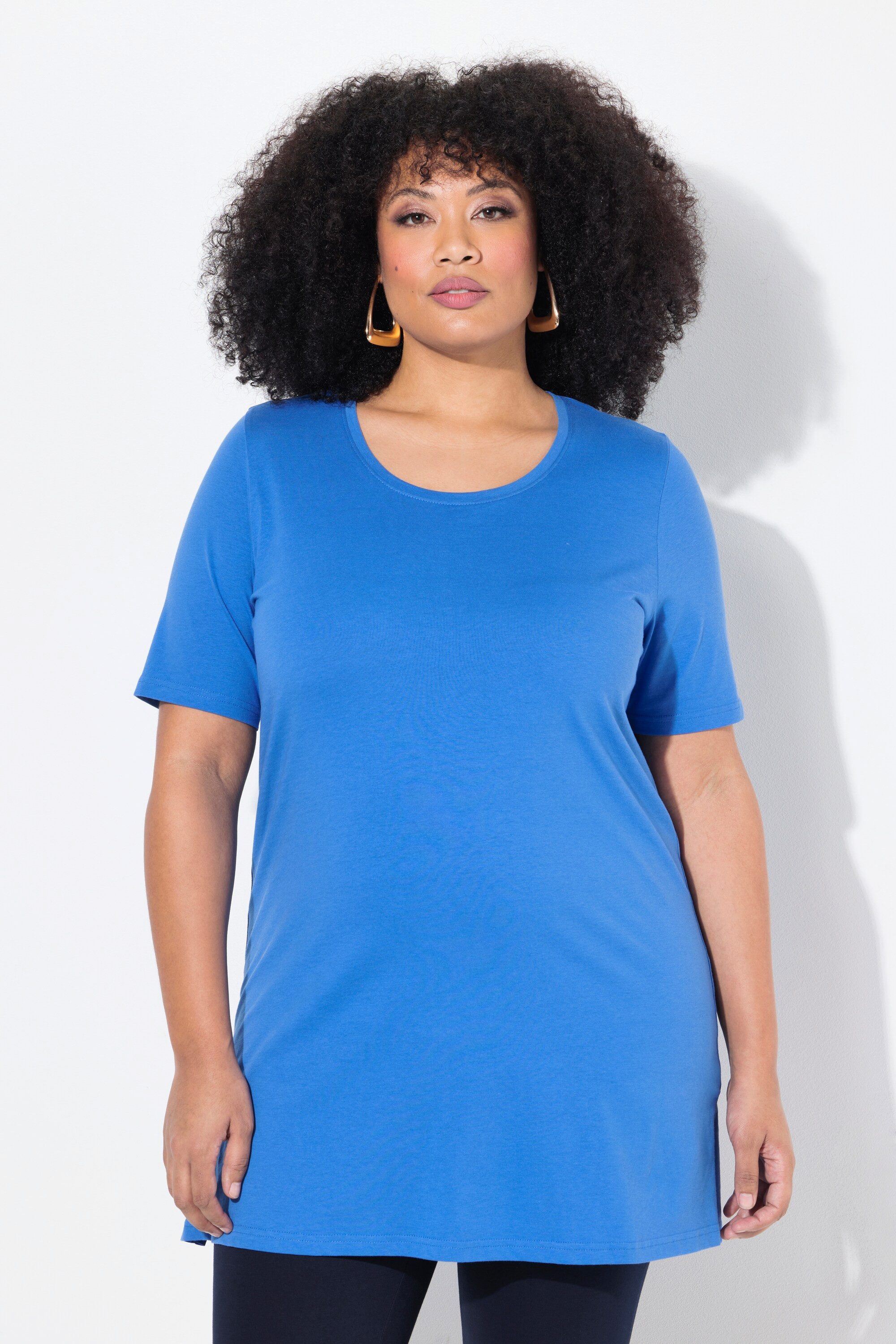 Ulla Popken Longshirt Longshirt A-Linie Rundhalsausschnitt günstig online kaufen