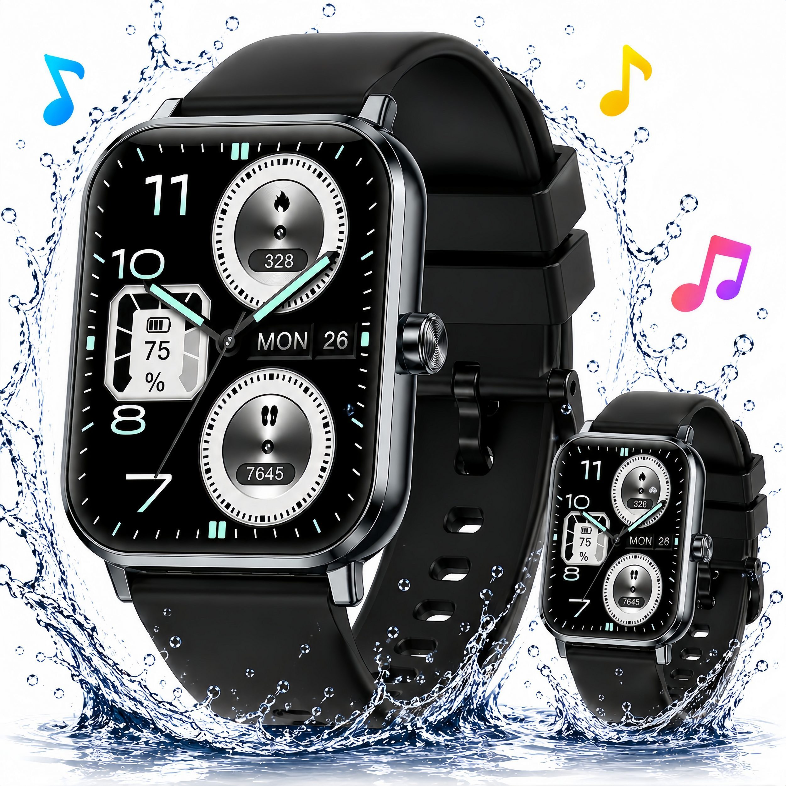 Forrlite 2026 Smartwatch Damen Herren mit 7 Tagen Akkulaufzeit,1,83" HD Smartwatch (Touchscreen Smartwatch cm) Spar-Set, KI-Sprachassistent, Herzfrequenz,SpO₂,Schlaf,100+ Sportmodi, KI-Sprachassistent, Herzfrequenz,SpO₂,Schlaf,200+ Sportmodi, Spar-Set