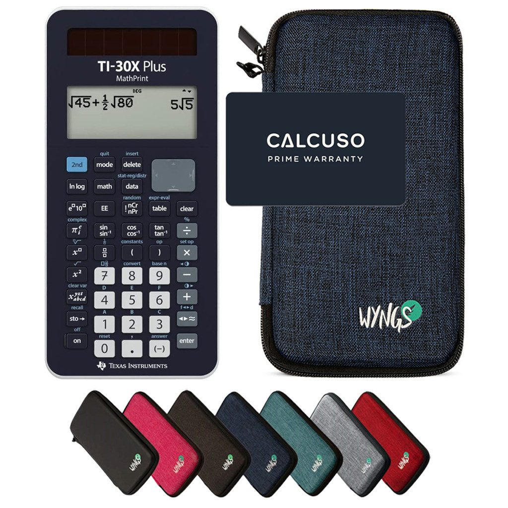 Texas Instruments Taschenrechner TI-30X Plus MathPrint inkl. WYNGS Schutztasche Blau