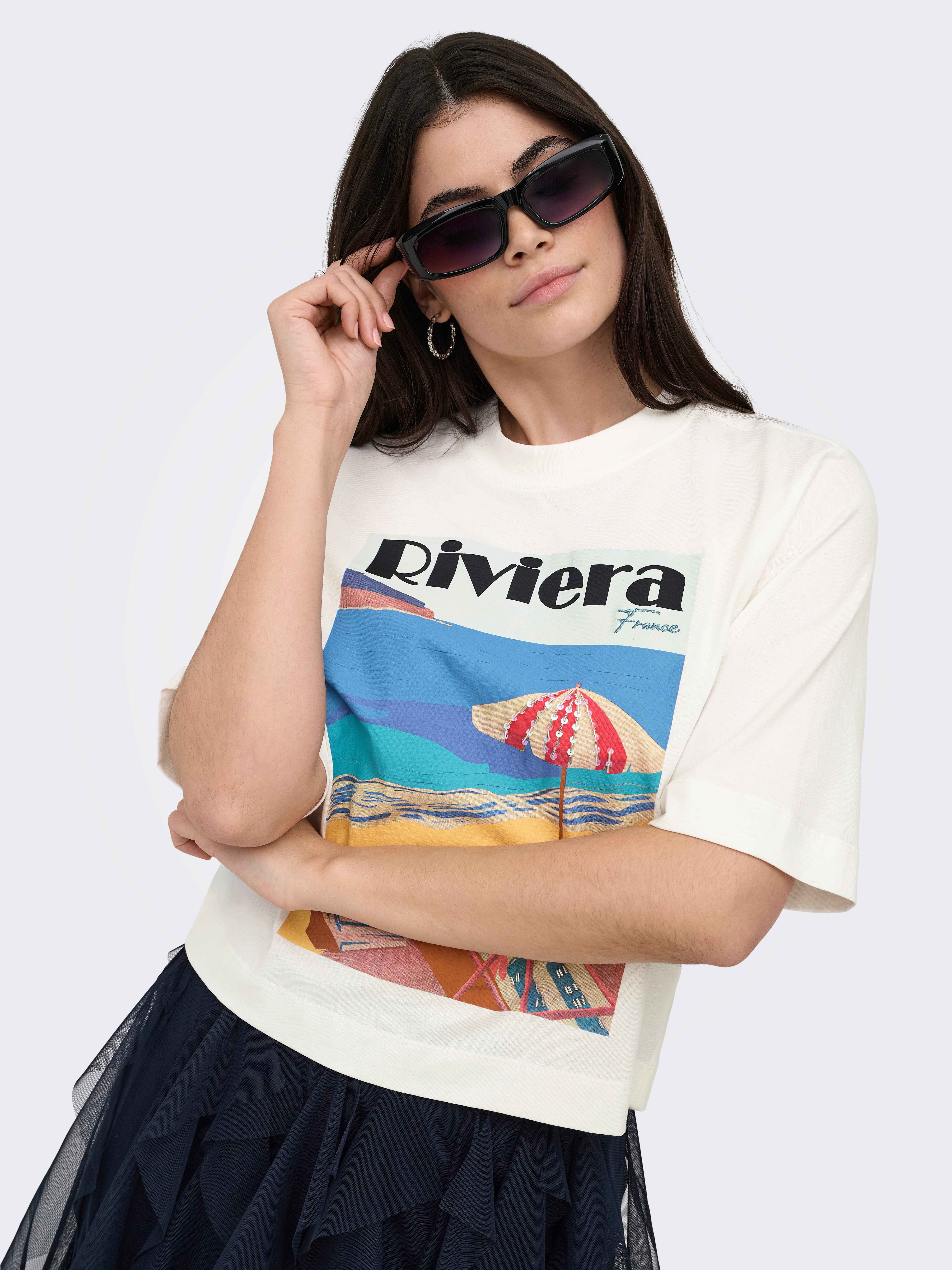 ONLY T-Shirt ONLVEGA NEW S/S VIBE TOP BOX JRS Baumwolle, regular fit, Rundhals