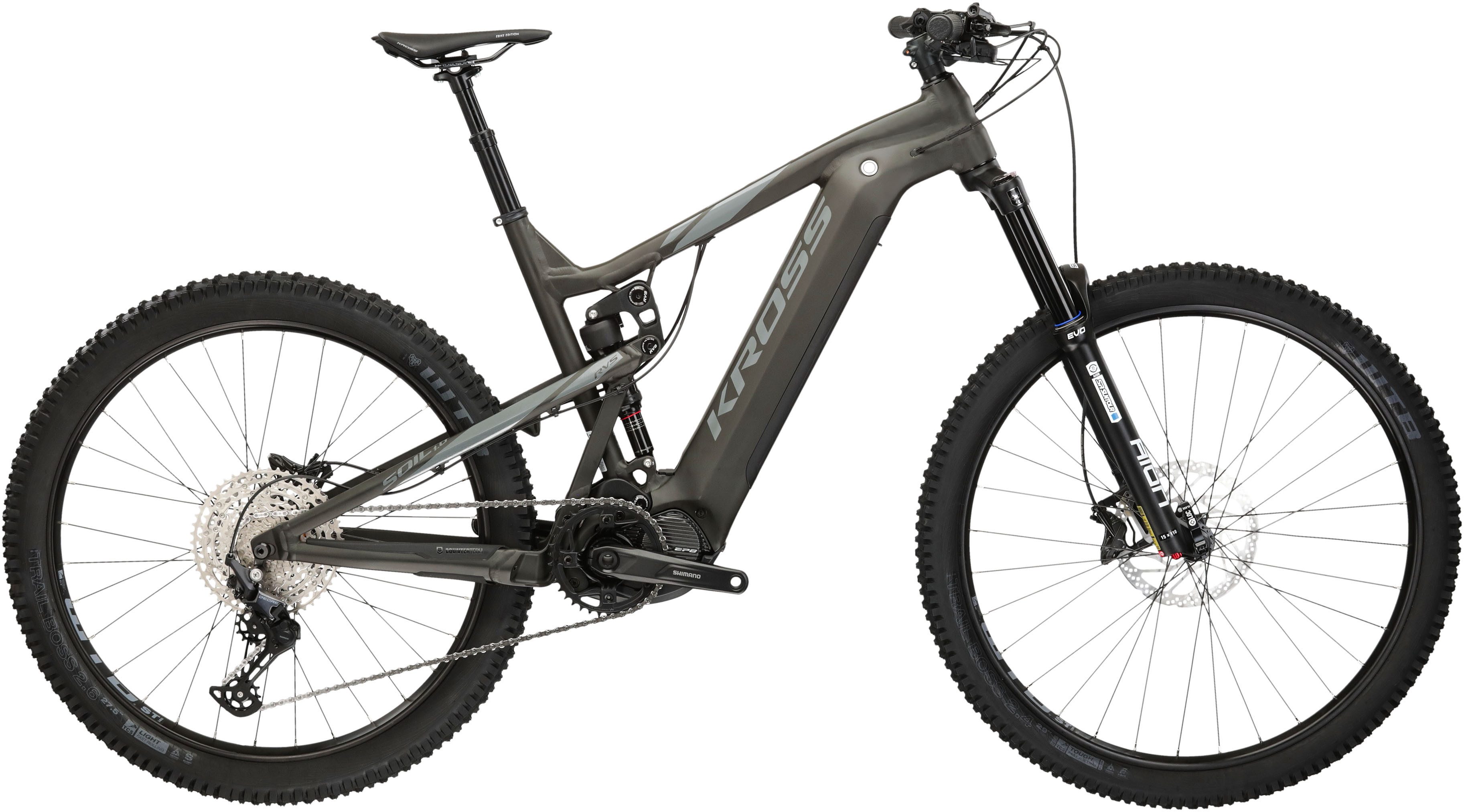 Kross E-Bike Mountainbike E-MTB Soil Boost 2.0 27,5 Zoll blau - Shimano Mittelmotor, 12 Gang Shimano Deore M6100 Schaltwerk, Kettenschaltung, Mittelmotor, 630 Wh, SHIMANO 36 V/250 W, Mittelmotor