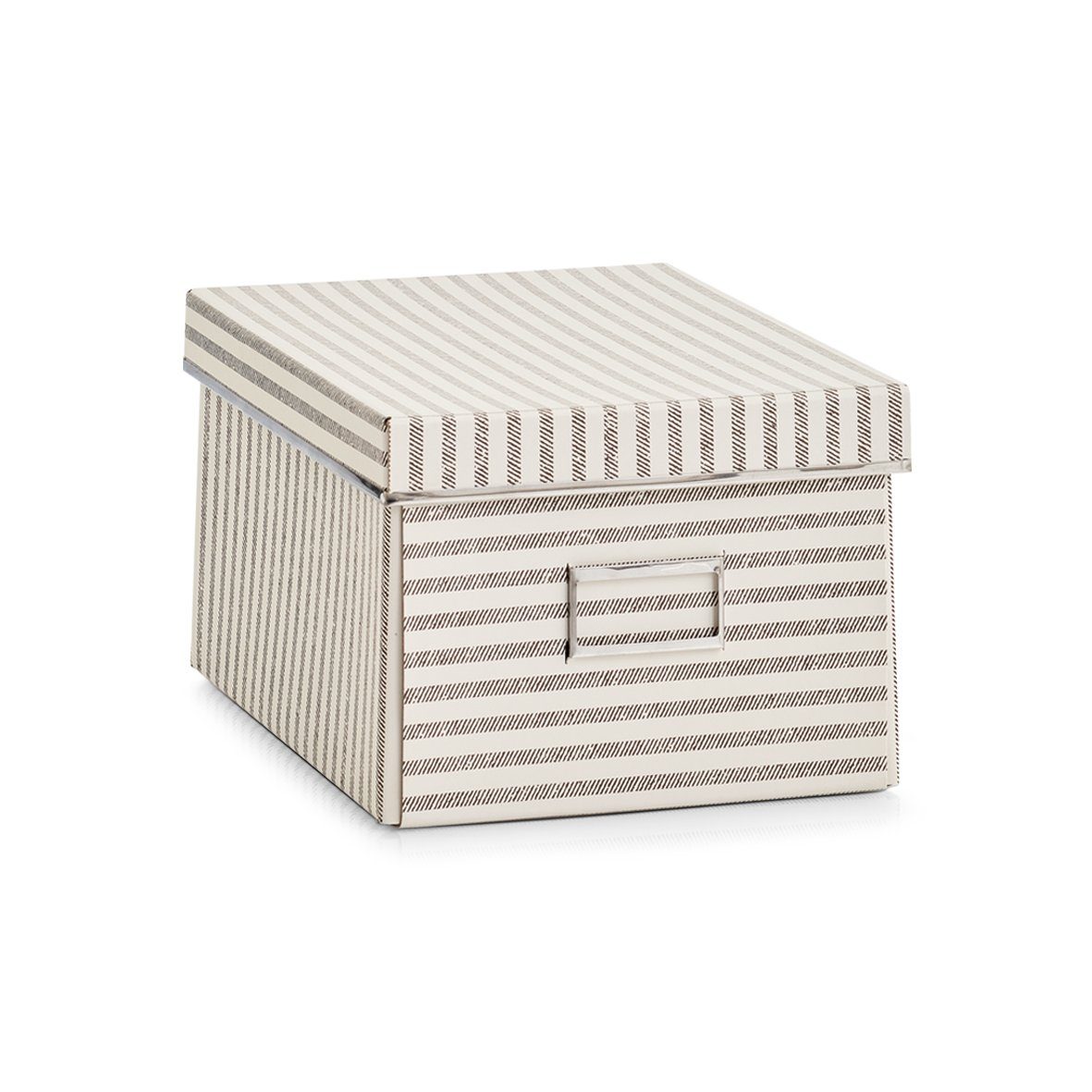 Zeller Present Aufbewahrungskorb Aufbewahrungsbox "Stripes, Pappe, beige,  21 x 28 x 15 cm