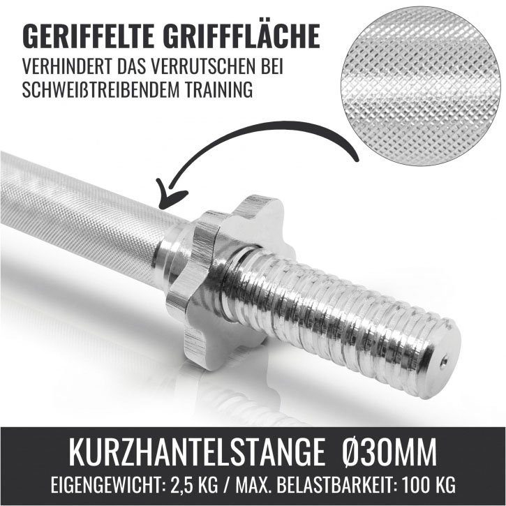 Kurzhantelstange Chrom, mm, cm Kurzhantelstange 30 GORILLA SPORTS 35