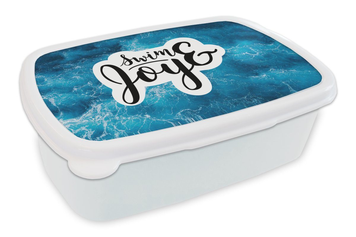 MuchoWow Lunchbox Meer - Wellen - Zitate, Kunststoff, (2-tlg), Brotbox für Kinder und Erwachsene, Brotdose, für Jungs und Mädchen weiß