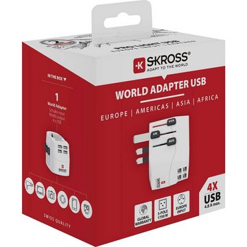 SKROSS 3-Pol Weltreiseadapter mit 4 x USB Anschlüssen Reiseadapter
