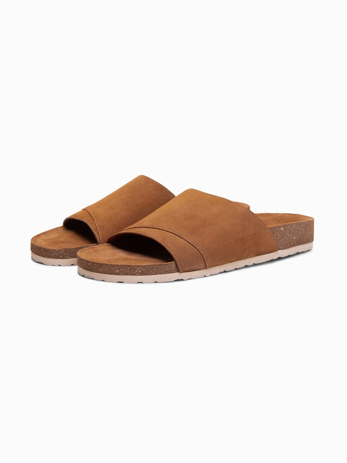 OMBRE Herren Pantolette aus hochwertigem Wildleder Warm brown 42 Pantolette (kein Set) Profilierte Innensohle