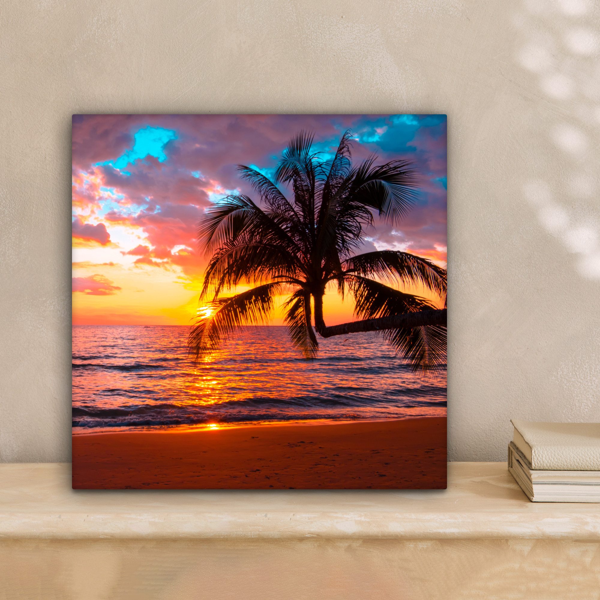 OneMillionCanvasses® Leinwandbild Palme - Sonnenuntergang - günstig online kaufen
