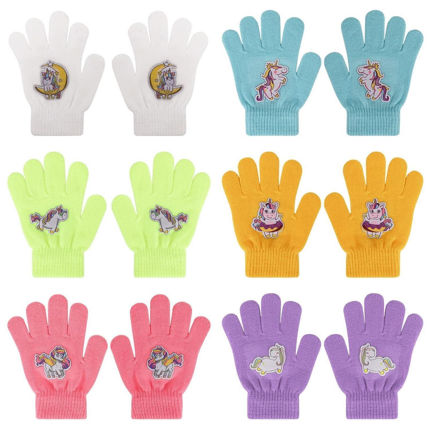 LuxusKollektion Strickhandschuhe Kinder Handschuhe Motiv Dinosaurier (6-St)