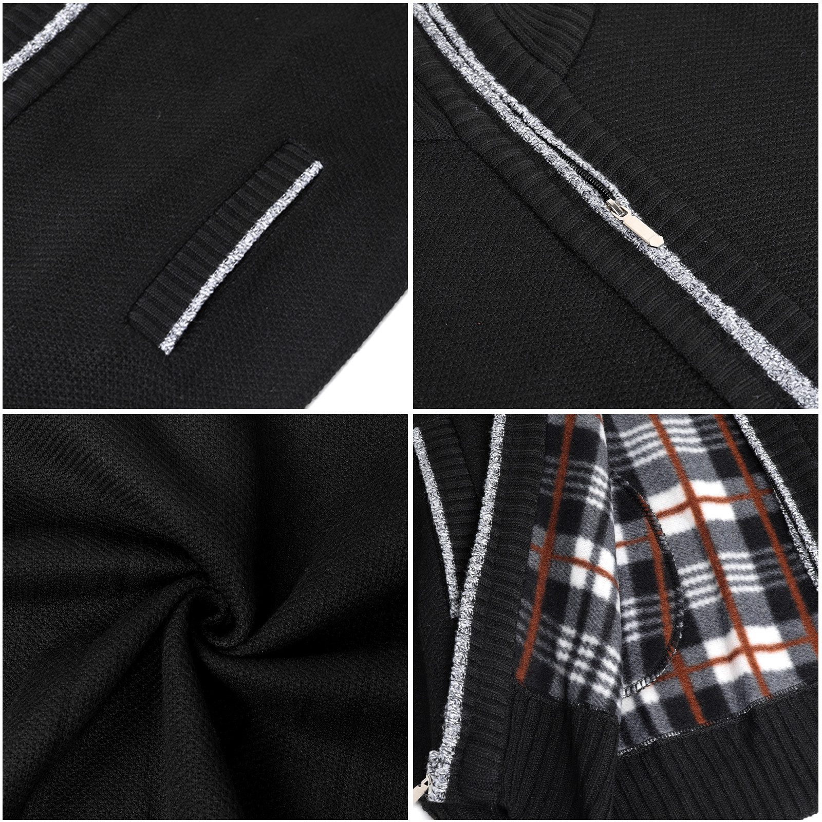 TAN.TOMI Strickjacke Herren Strickjacke Festival Cardigan Warm Trachtenjacke Mode Schlichter Pullover Langarm Sweatjacke Reißverschluss