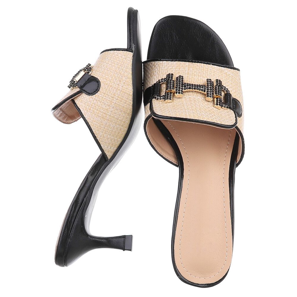 Ital-Design Elegante Peeptoe-Pantoletten mit Absatz für günstig online kaufen