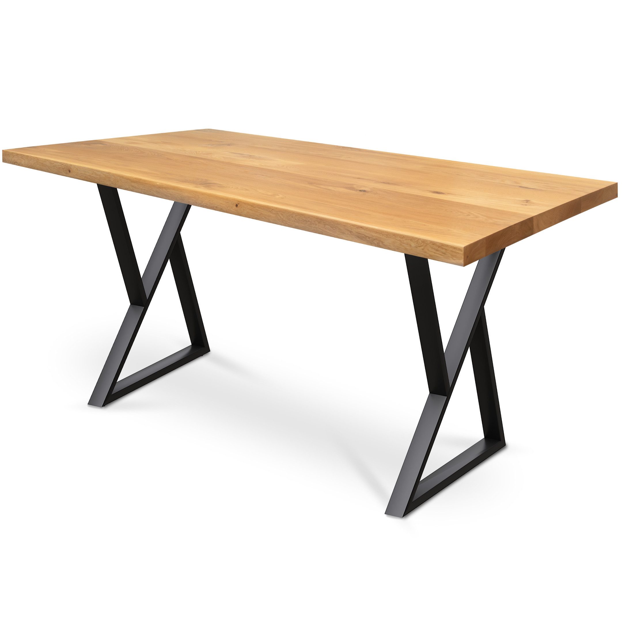 holz4home® Esstisch Massivholztisch aus Eiche I Küchentisch aus Echtholz, Kompletter Tisch (Tischplatte & Gestell), 4 cm dickes Massivholz