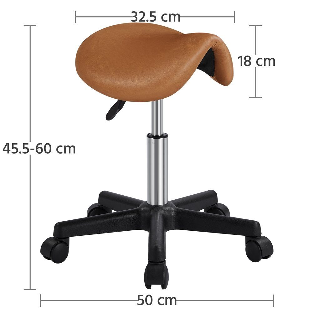 Yaheetech Drehhocker Höhenverstellbarer Sattelhocker mit 5 Rollen (1 St), Moderner Rollhocker Praxishocker – Bild 4 von 5