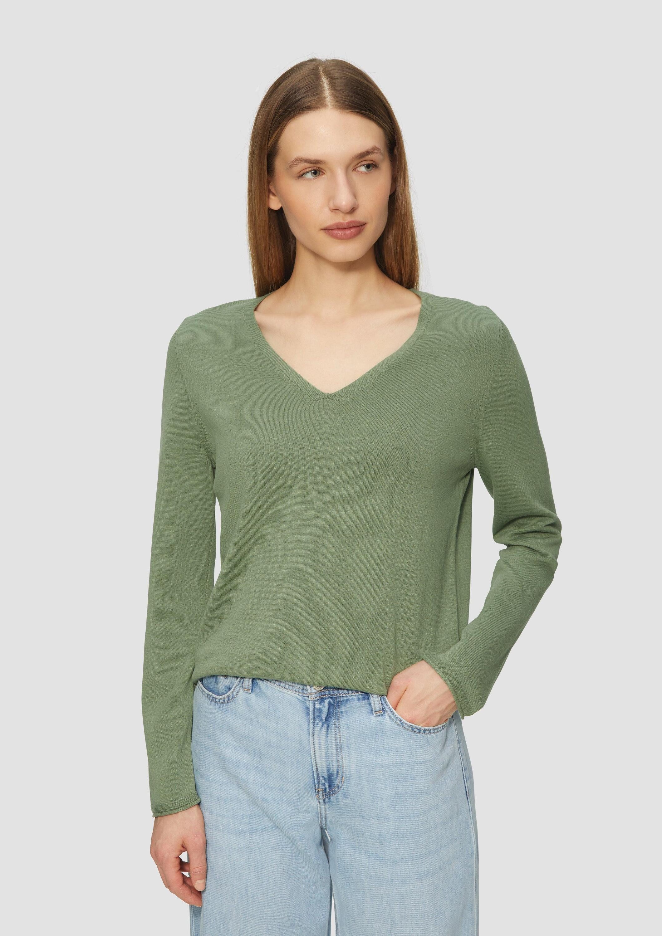 s.Oliver Longpullover Strickpullover Feinstrickpullover mit V-Ausschnitt un günstig online kaufen