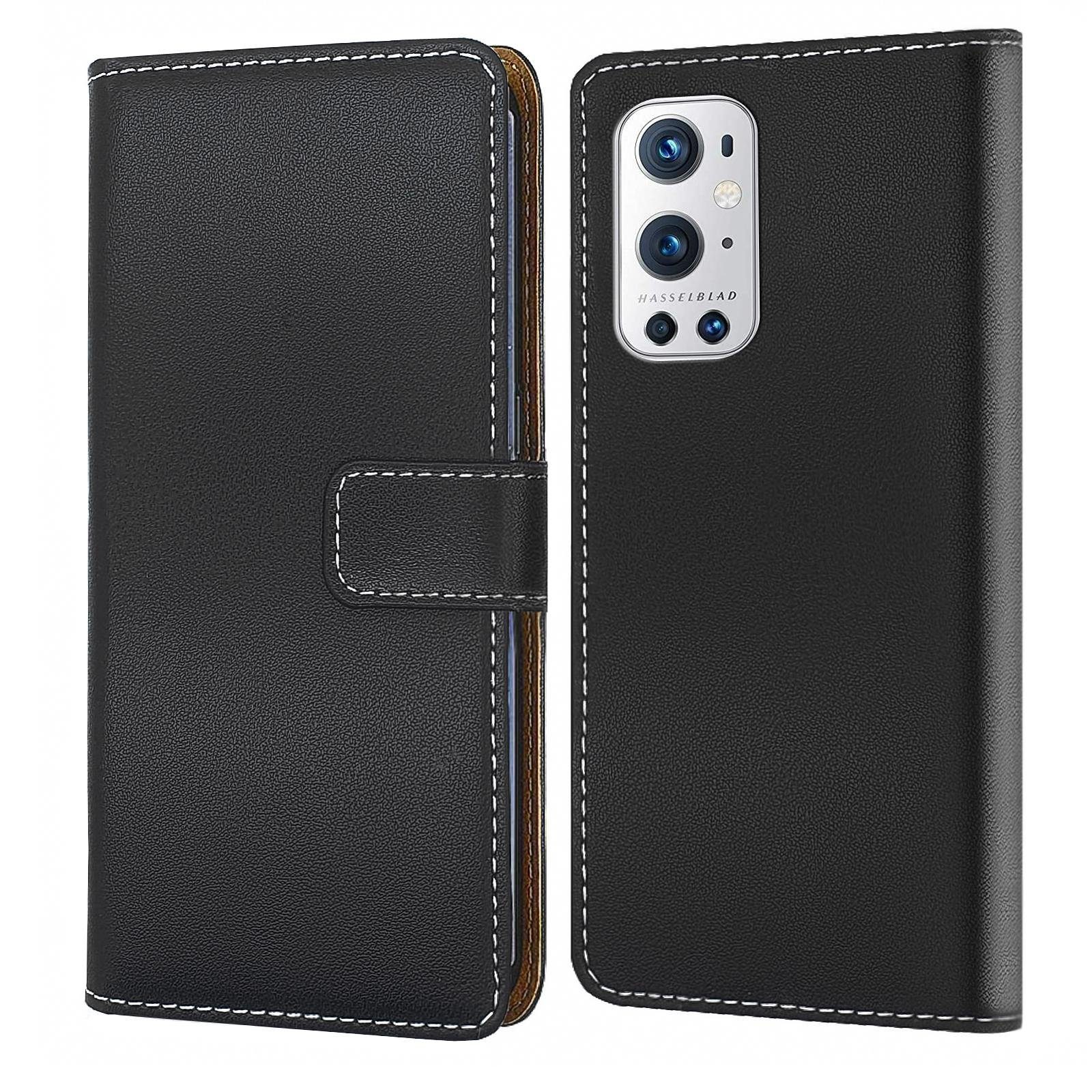 Numerva Handyhülle Bookstyle Etui Handytasche für OnePlus 9 Pro, Schutzhülle Klapphülle Flip Cover Schwarz