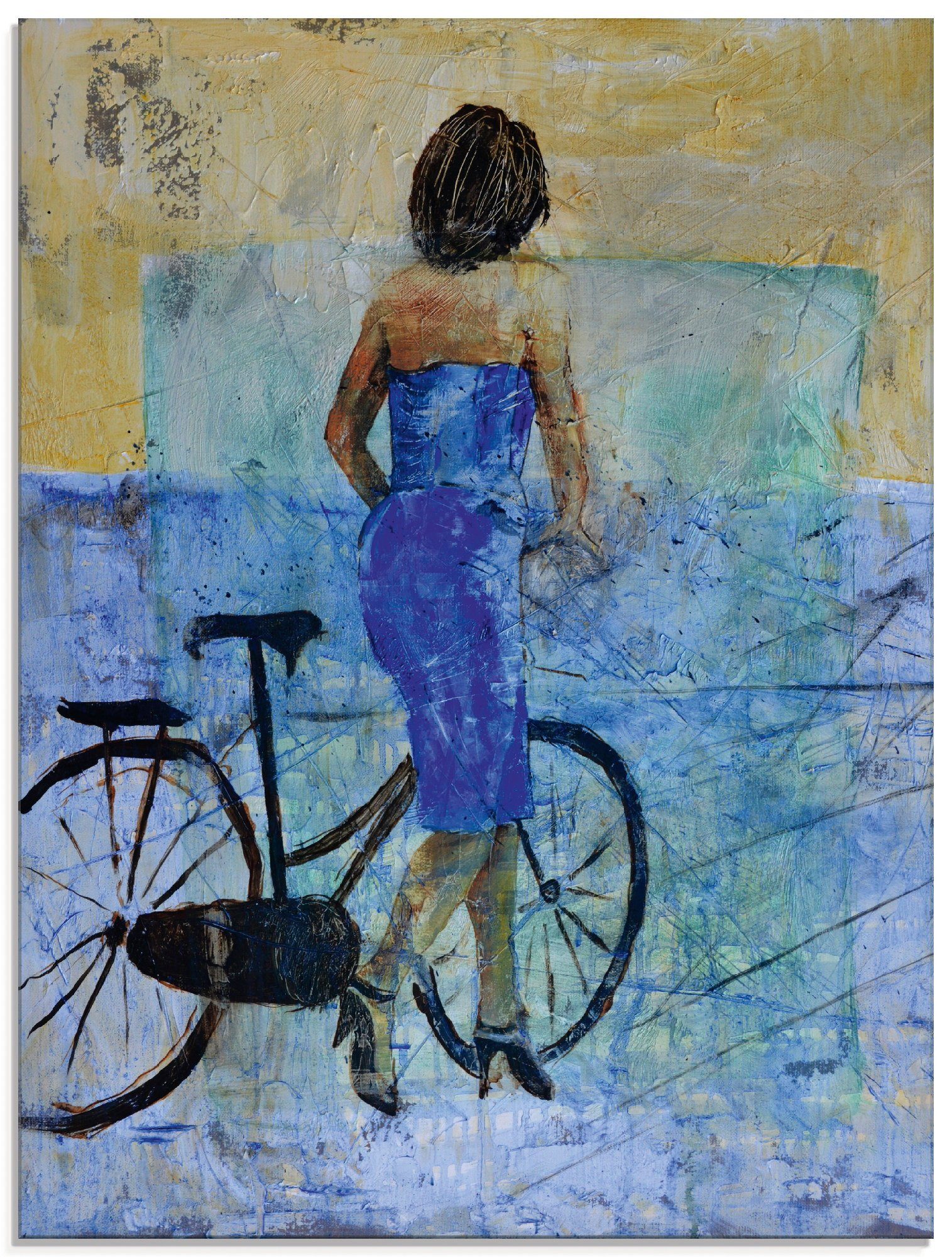 Artland Glasbild Ein Mädchen mit einem Fahrrad, Frau (1 St), in verschiedenen Größen