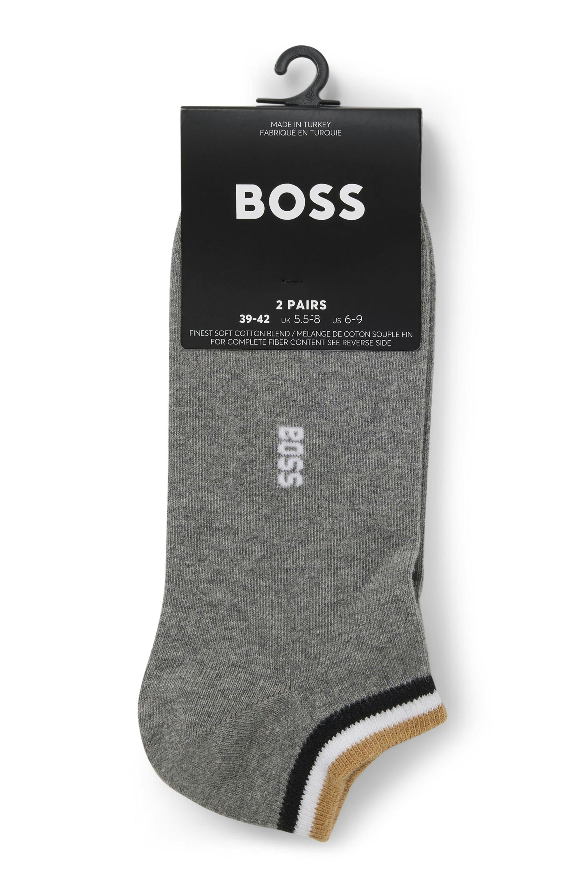 BOSS Sneakersocken 2P AS Uni stripe CC (Packung, 2er) mit geringeltem Abschluss