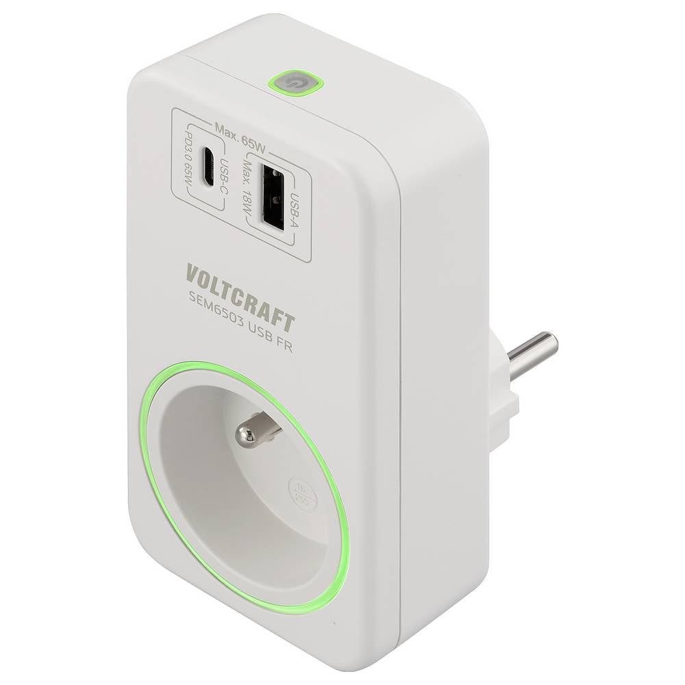 VOLTCRAFT Energiekostenmessgerät SEM6503 FR Energiekosten-Messgerät USB-Schnittstelle, inkl.
