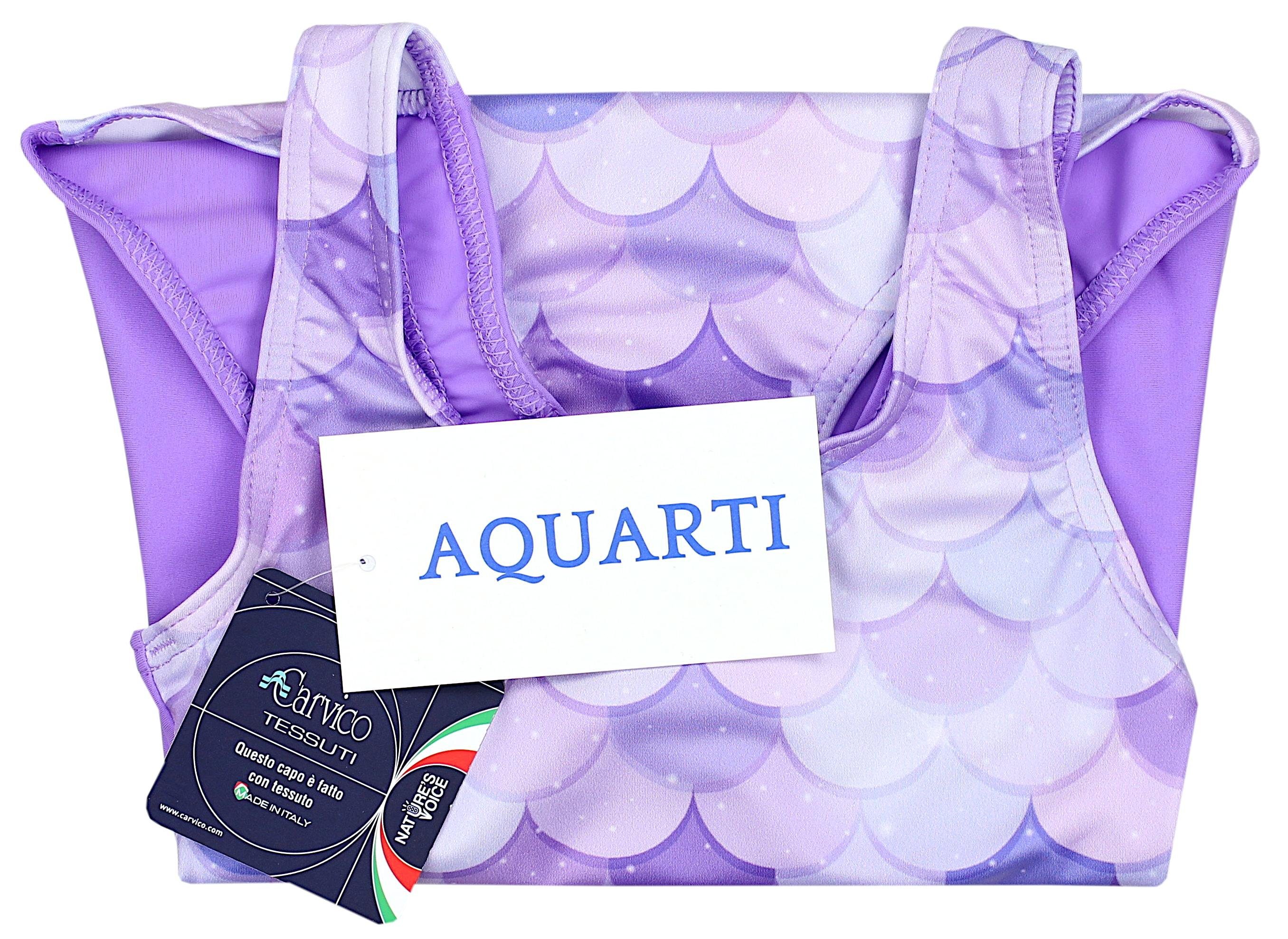 Aquarti Badeanzug Aquarti Mädchen Badeanzug / mit Lila Ringerrücken Print Violett Meerjungfrau