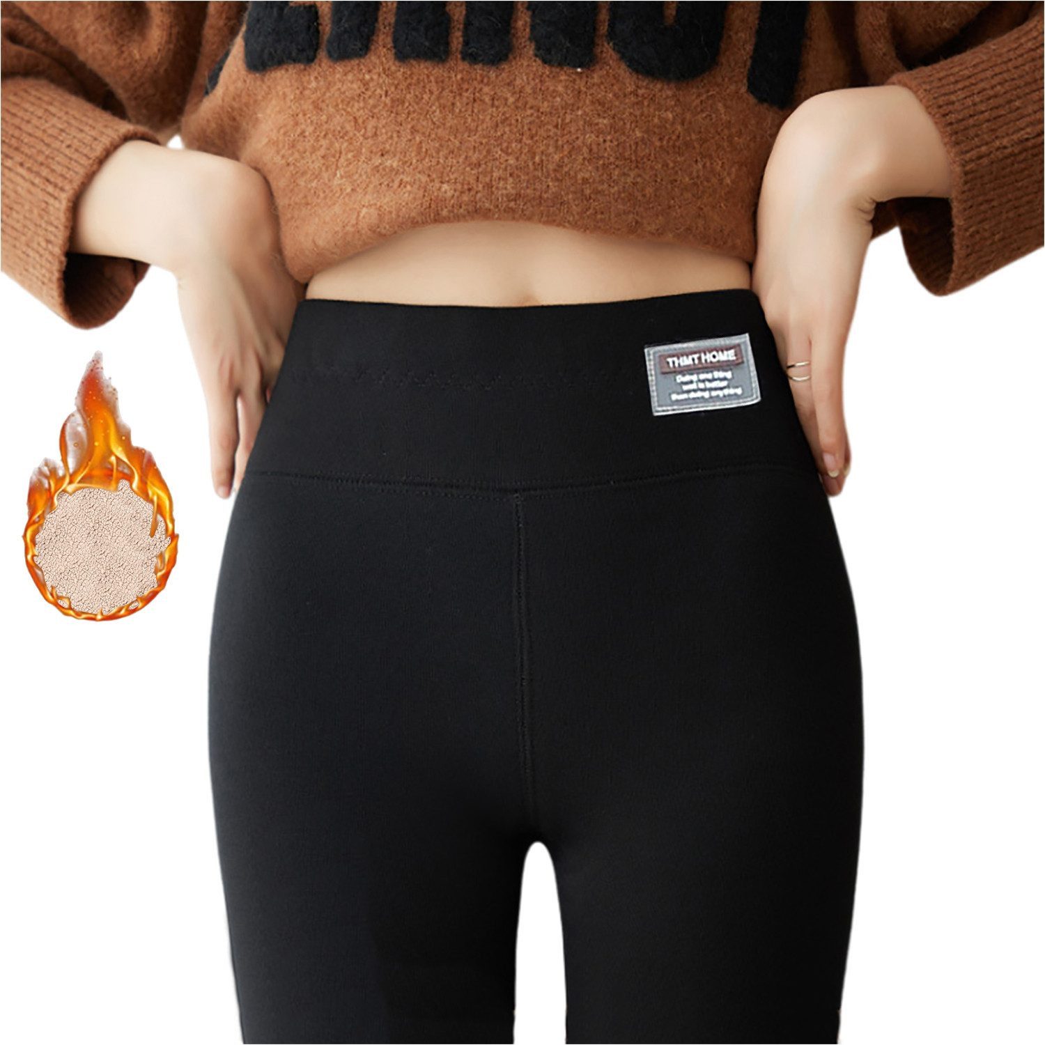 Refttenw Thermoleggings Verdickt Stretch-Hose Gefütterte Highwaist günstig online kaufen