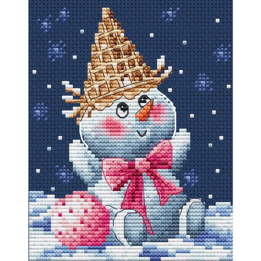 Collection D'art Kreativset CDA Kreuzstich Stickpackung "Schneegenuss", Zählmuster, 10,5x13cm, (embroidery kit by Marussia)