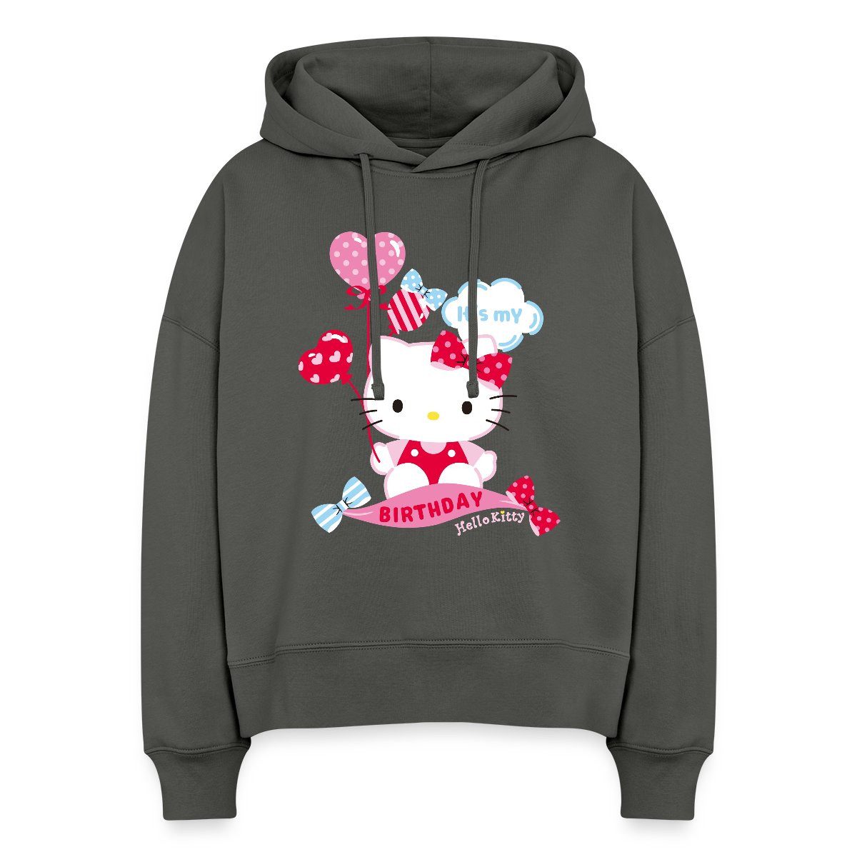 Hoodie Hello Kitty Mit Ballons Mein Geburtstag Frauen Boxy Organic Hoodie