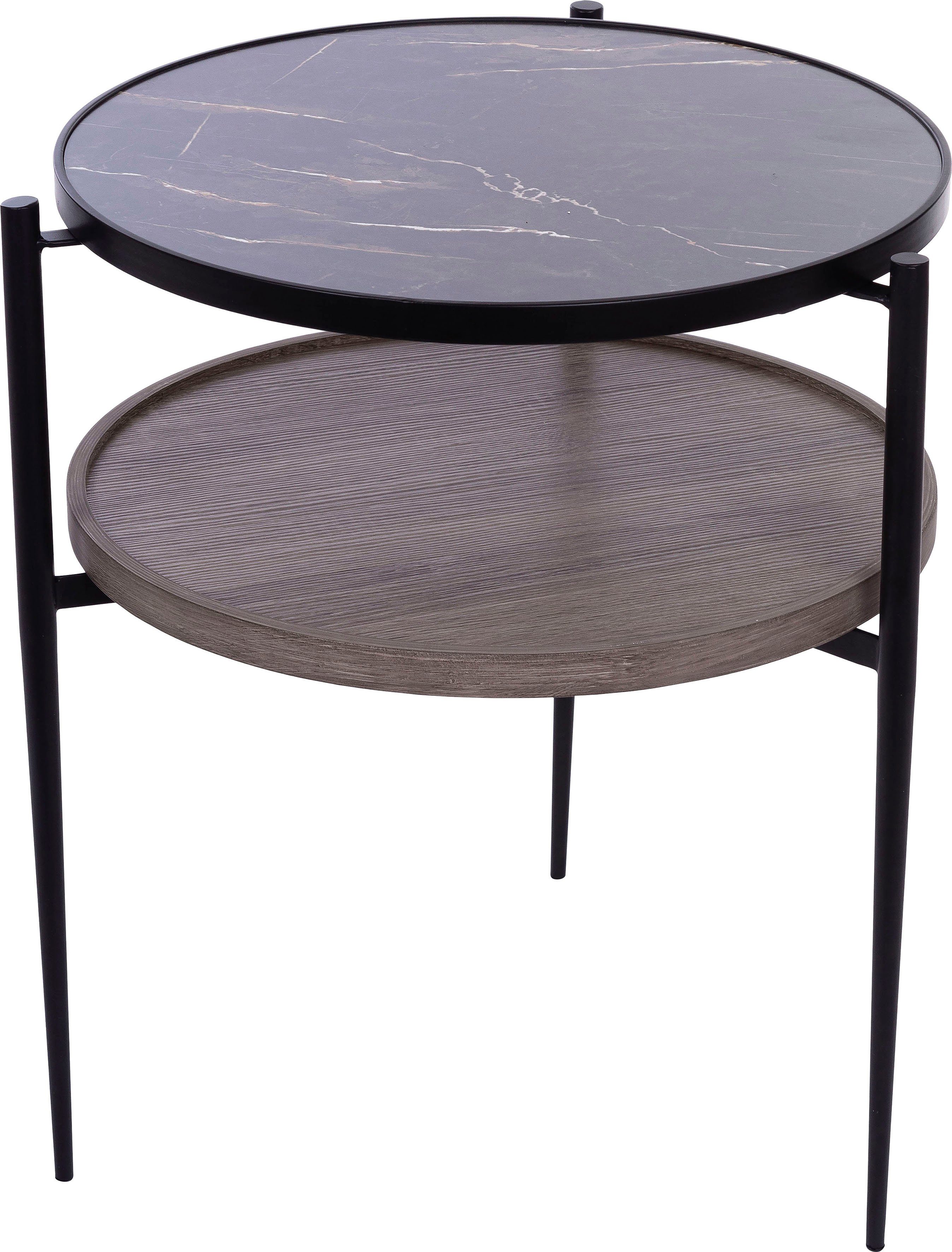 Rund, belassender Beistelltisch Tischplatte edlem im natur Holz Design inkl Ablagefach, Tischplatte affaire Beistelltisch, Home
