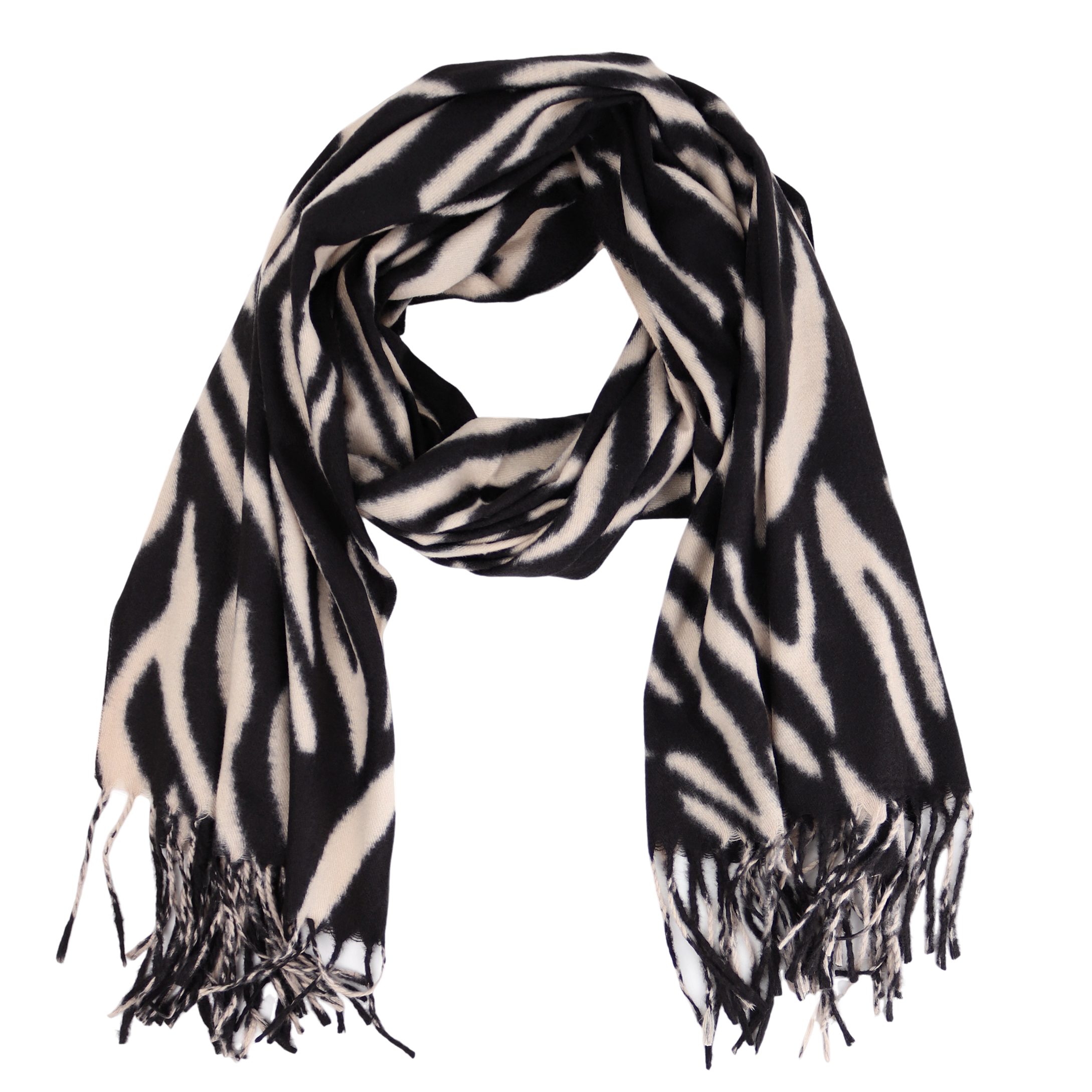 MIRROSI Modeschal weicher und warmer Zebra Muster mit Fransen, 70x180cm, Da günstig online kaufen