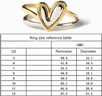 Fivejoy Trauring S925 Sterling Silber Herz Ring 2-in-1-Ring-Set Abnehmbares Design
