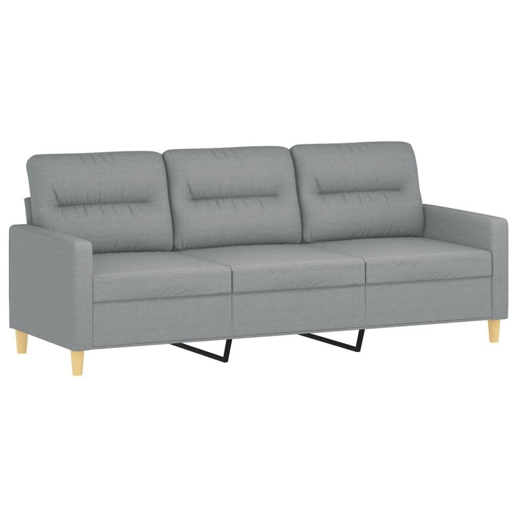 mit 3-tlg. Stoff Sofagarnitur Sofa Kissen Hellgrau vidaXL