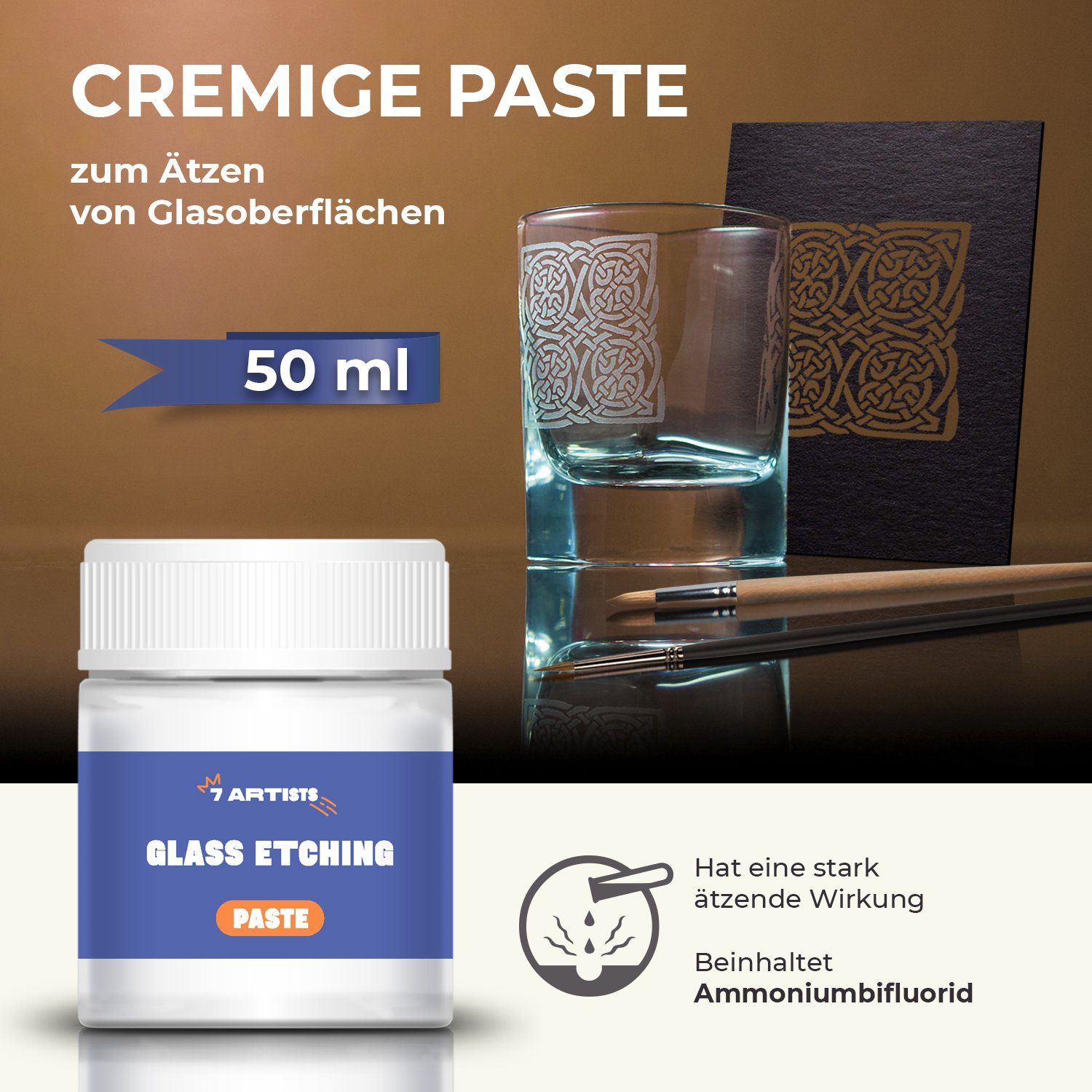 7 Artists Malpaste Glas Ätzpaste 50ml Glass Etching Paste auf Lösungsmittelbasis
