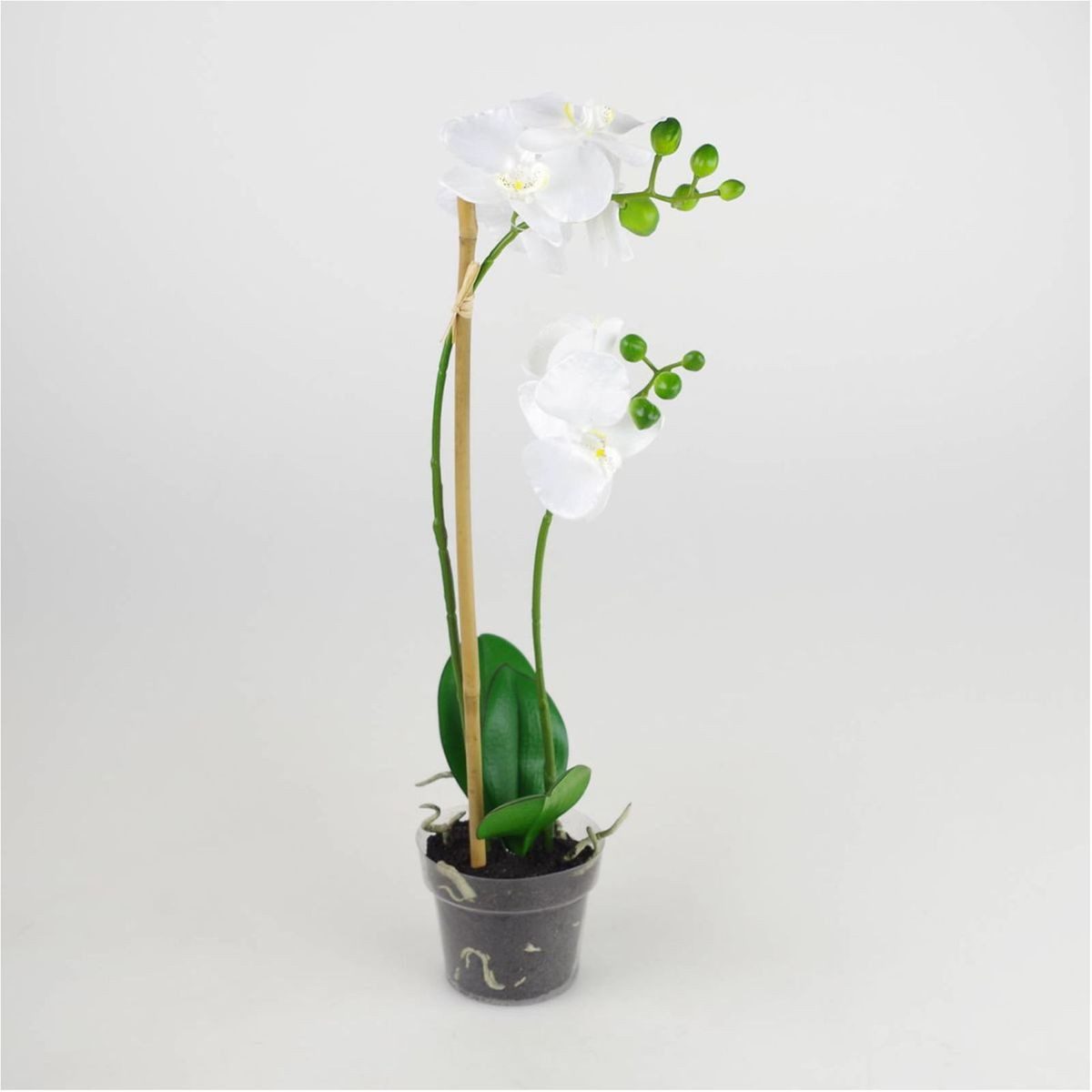 Kunstpflanze wunderschöne Orchidee weiß Höhe 45cm in Erde Dekoorchidee Dekoration Orchidee, DPI, Höhe 45 cm
