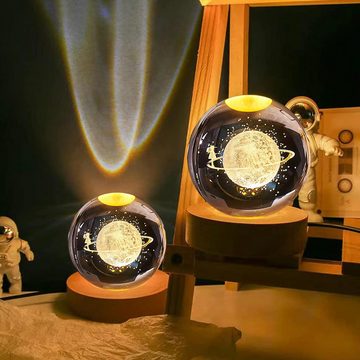 GOOLOO Nachtlicht 3D Kristallkugel Nachtlicht mit Ständer LED Kristall Planet Nachtlicht, Gehen Sie unter den Sternen Nachtlicht 2 Stück, USB-aufladbar, niedrige Spannung, Lasergravur, Geschenk für Weihnachten, Geburtstag