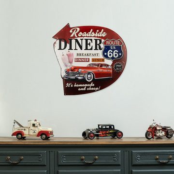 Moritz Metallschild Diner USA Route 66 US Milchshake Amerika, Blechschild 54 x 54 cm Retro Vintage Wand Schild Küche